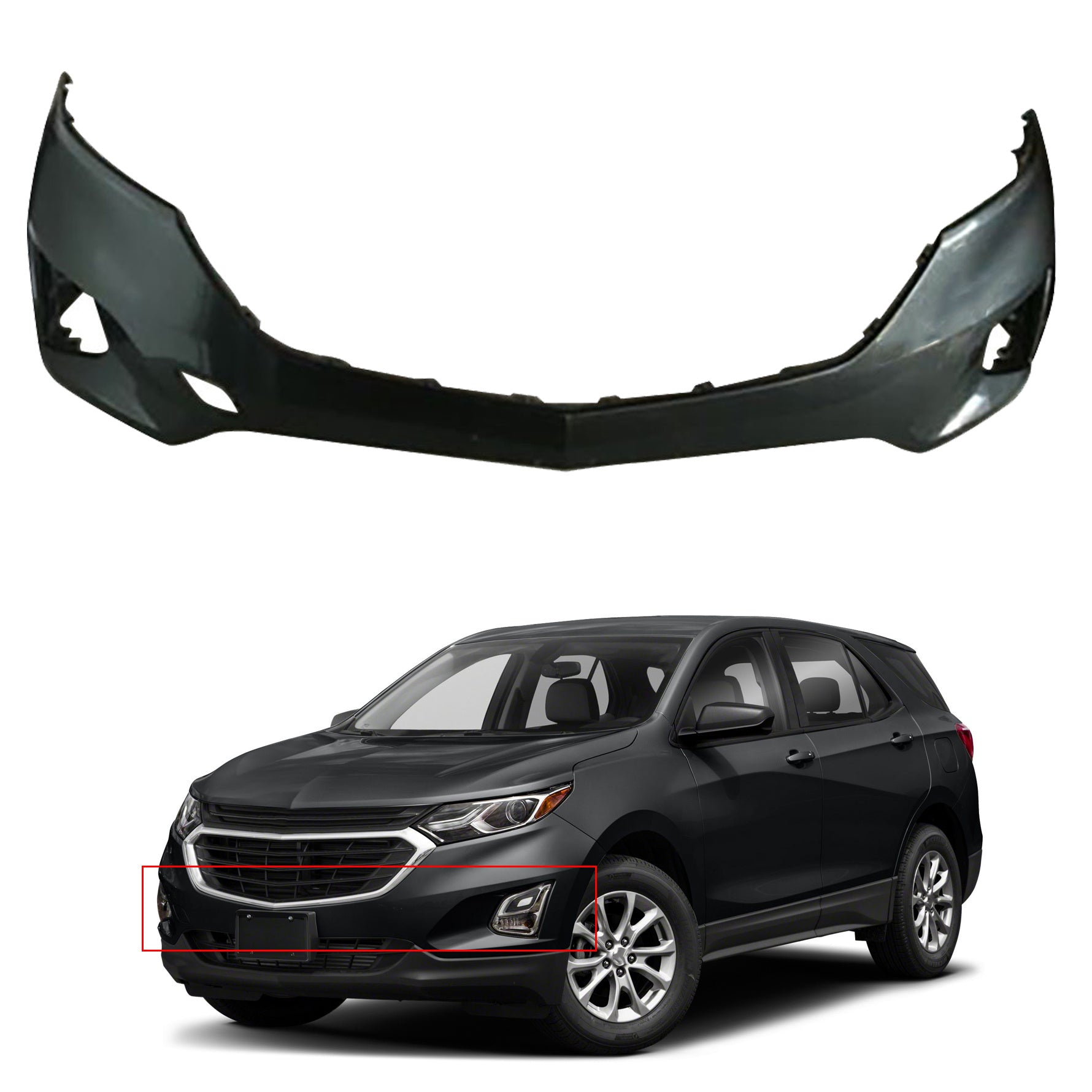 TOPPARTZ Front Bumper Cover Upper Fit for Chevy Chevrolet Equinox 2018 2019 Black