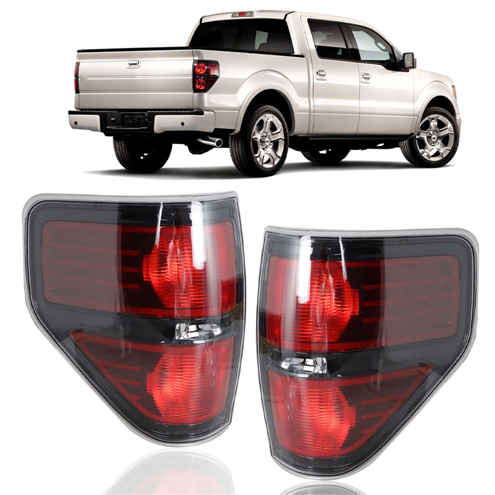 TOPPARTZ Driver & Passenger Side Red Smoked Tail Lights Replacement for 2009-2014 Ford f150 F-150