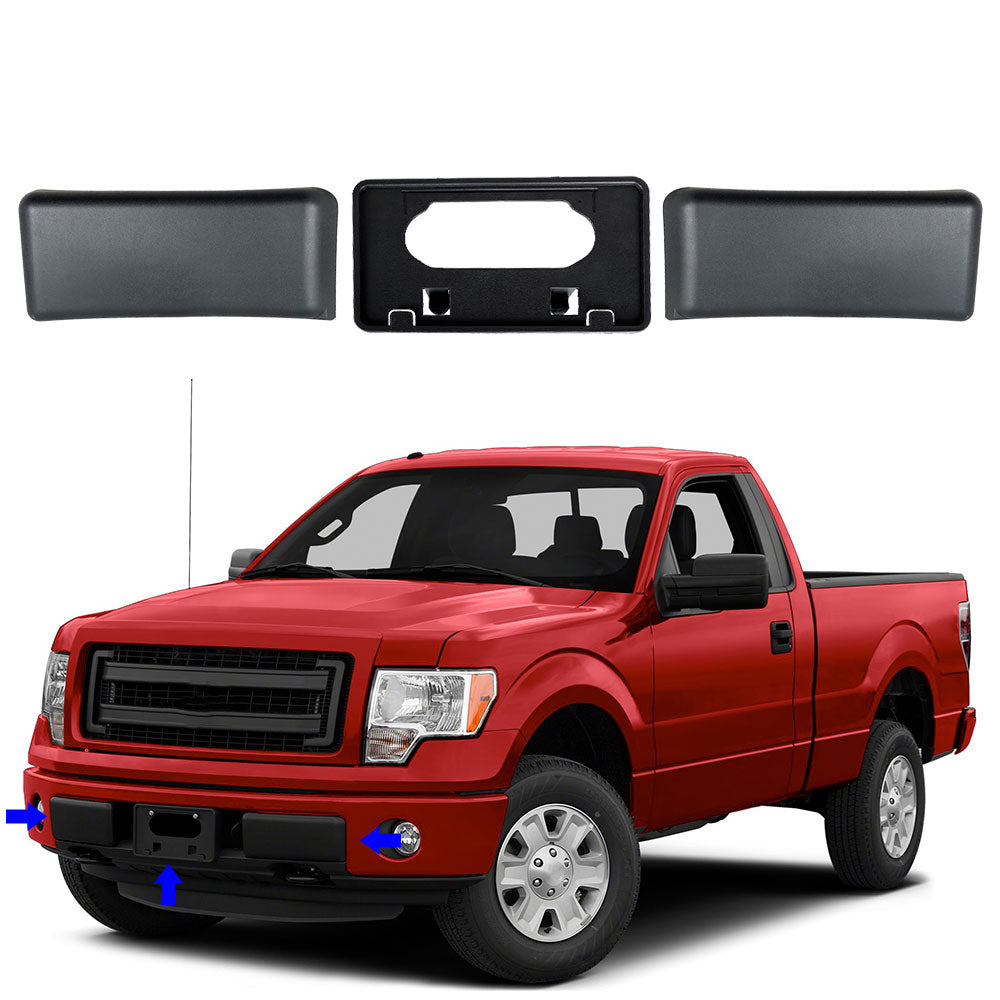 TOPPARTZ Front Bumper Guards Pads License Plate Frame Bracket Replacement for 2009-2014 Ford F-150 9L3Z17E810B 9L3Z17A385A