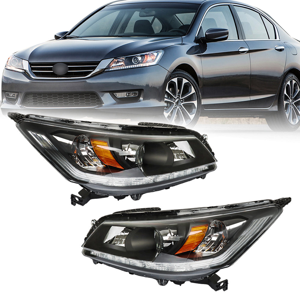 TOPPARTZ Headlight Assembly Replacement for Honda Accord 2013 2014 2015 w/LED DRL Headlights Set Driver ＆ Passenger Side