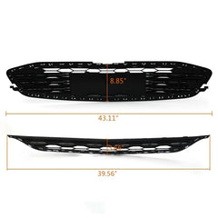 TOPPARTZ Front Bumper Upper&Lower Grille For Chevy Malibu 2016-2018 Black Plastic Trim