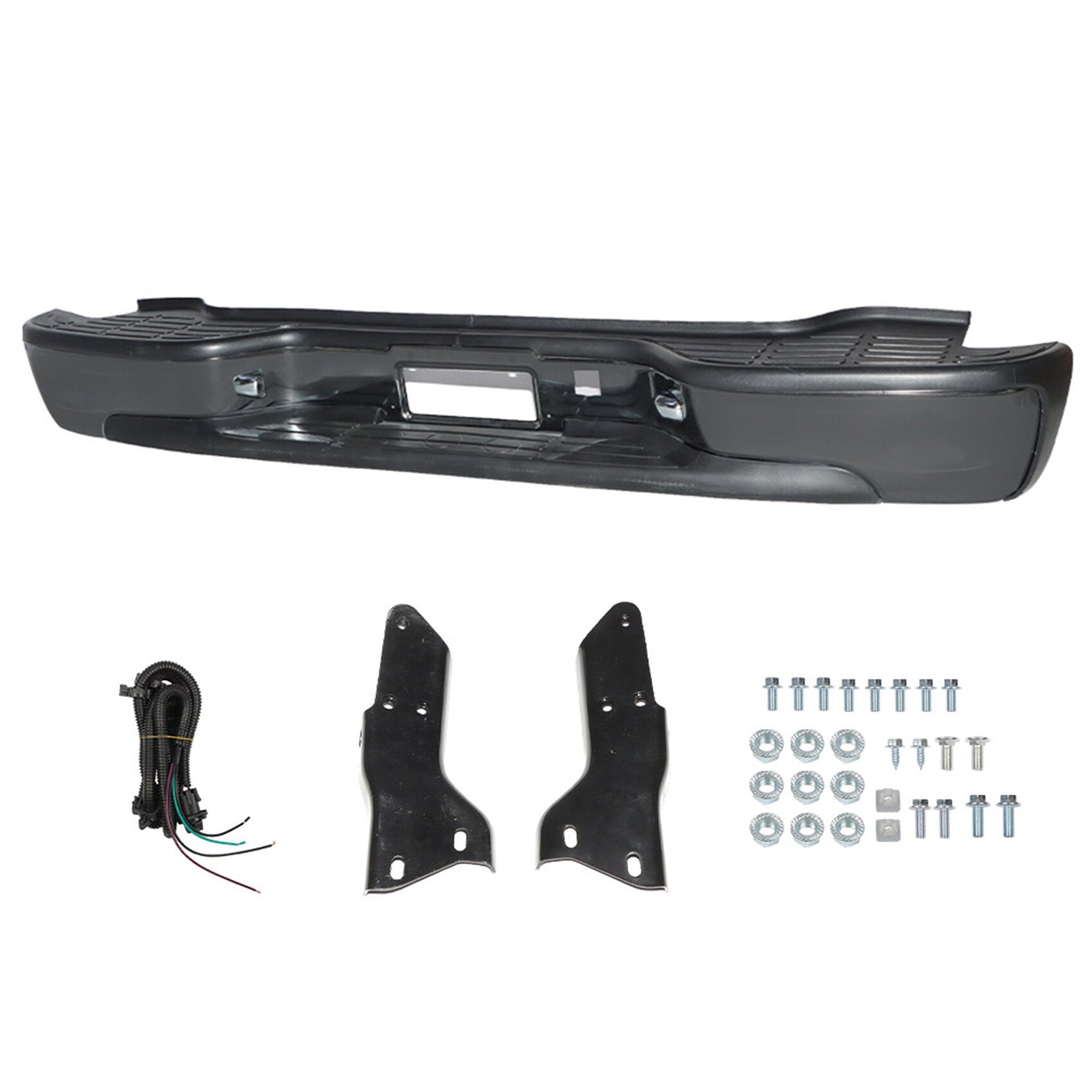 TOPPARTZ Black Steel Rear Step Bumper Assembly Replacement for 2000-2006 Chevy Tahoe Suburban GMC Yukon GM1101115