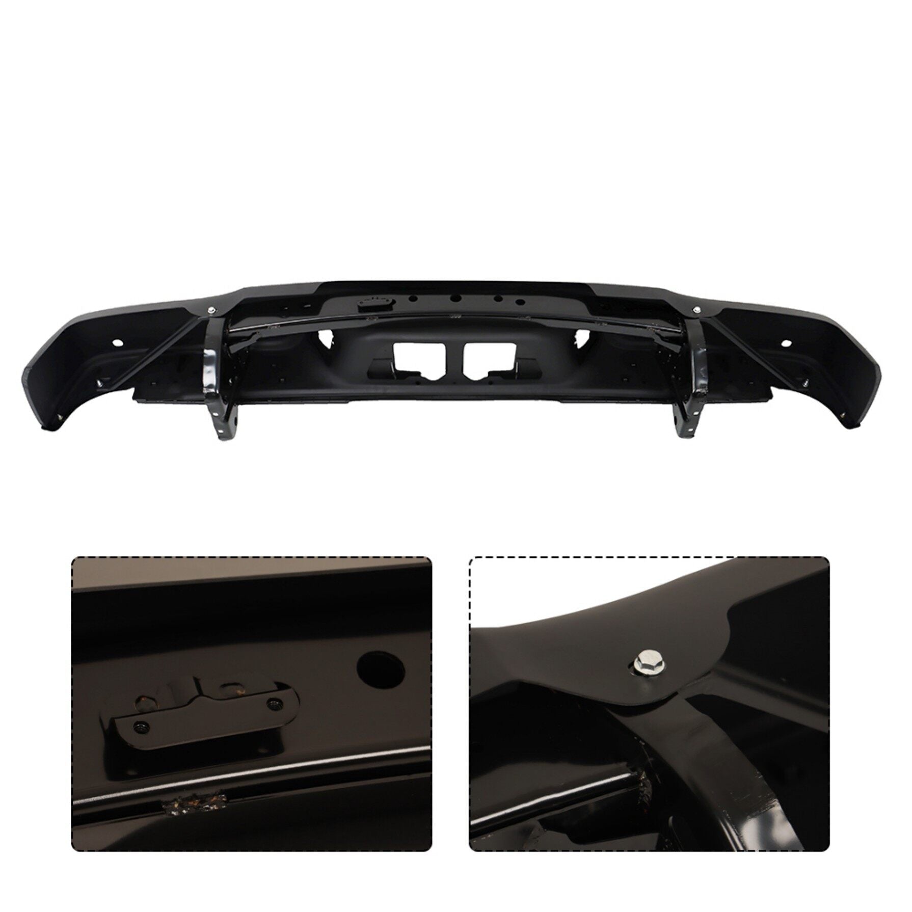 TOPPARTZ Black Rear Step Bumper Replacement for 2007-2013 Toyota Tundra with Parking Aid Sensor Holes