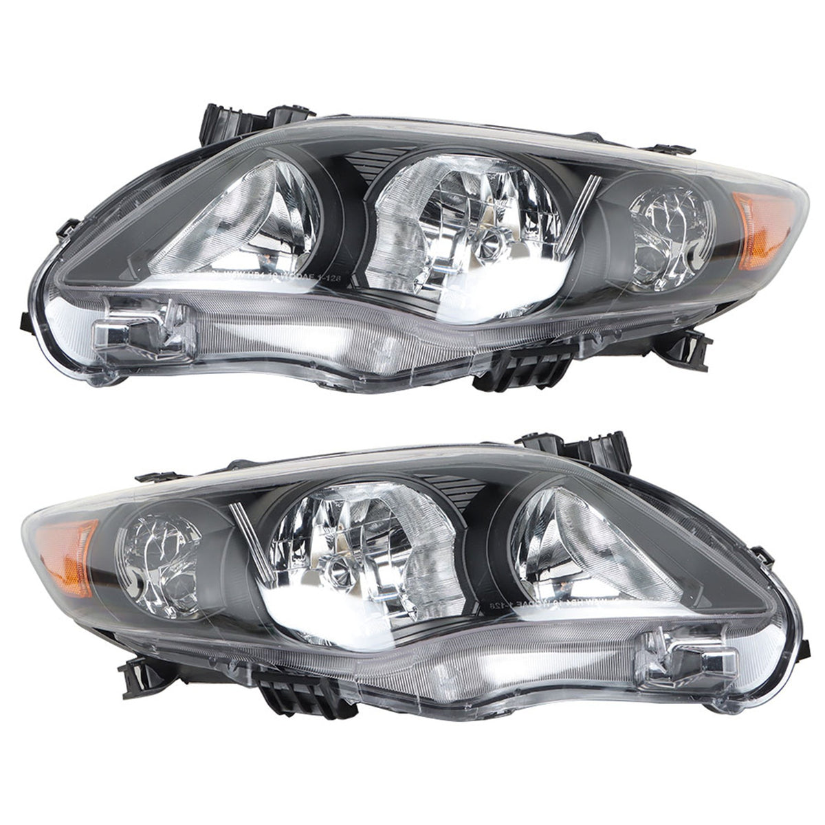 TOPPARTZ Left & Right Headlights For 2011 2012 2013 Toyota Corolla S Black Housing
