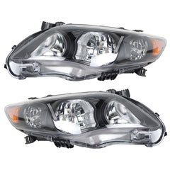 TOPPARTZ Left & Right Headlights For 2011 2012 2013 Toyota Corolla S Black Housing
