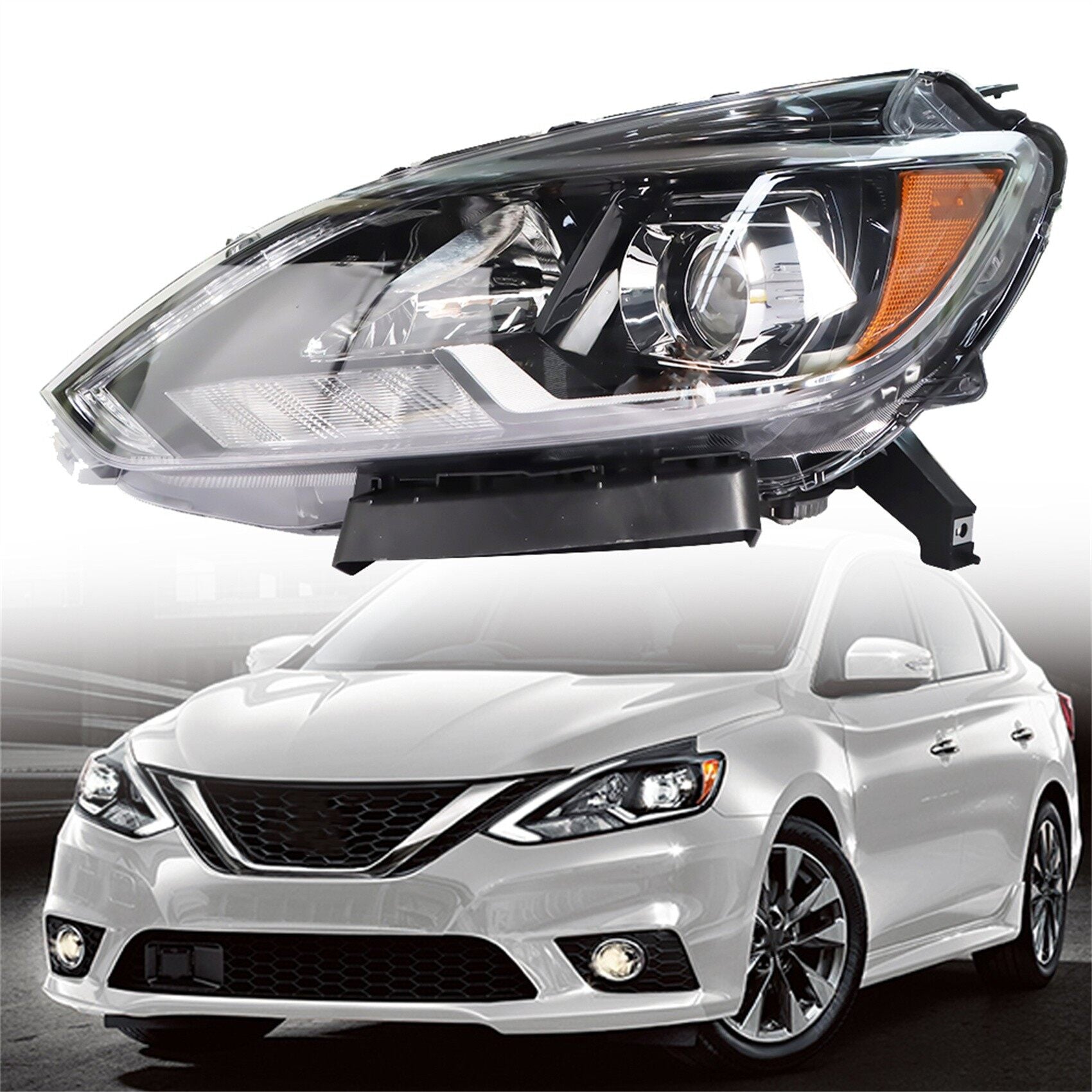 TOPPARTZ Headlight Assembly Replacement for Nissan Sentra 2016-2018 SL SR LED Head Lamp Projector With DRL Set Driver Side