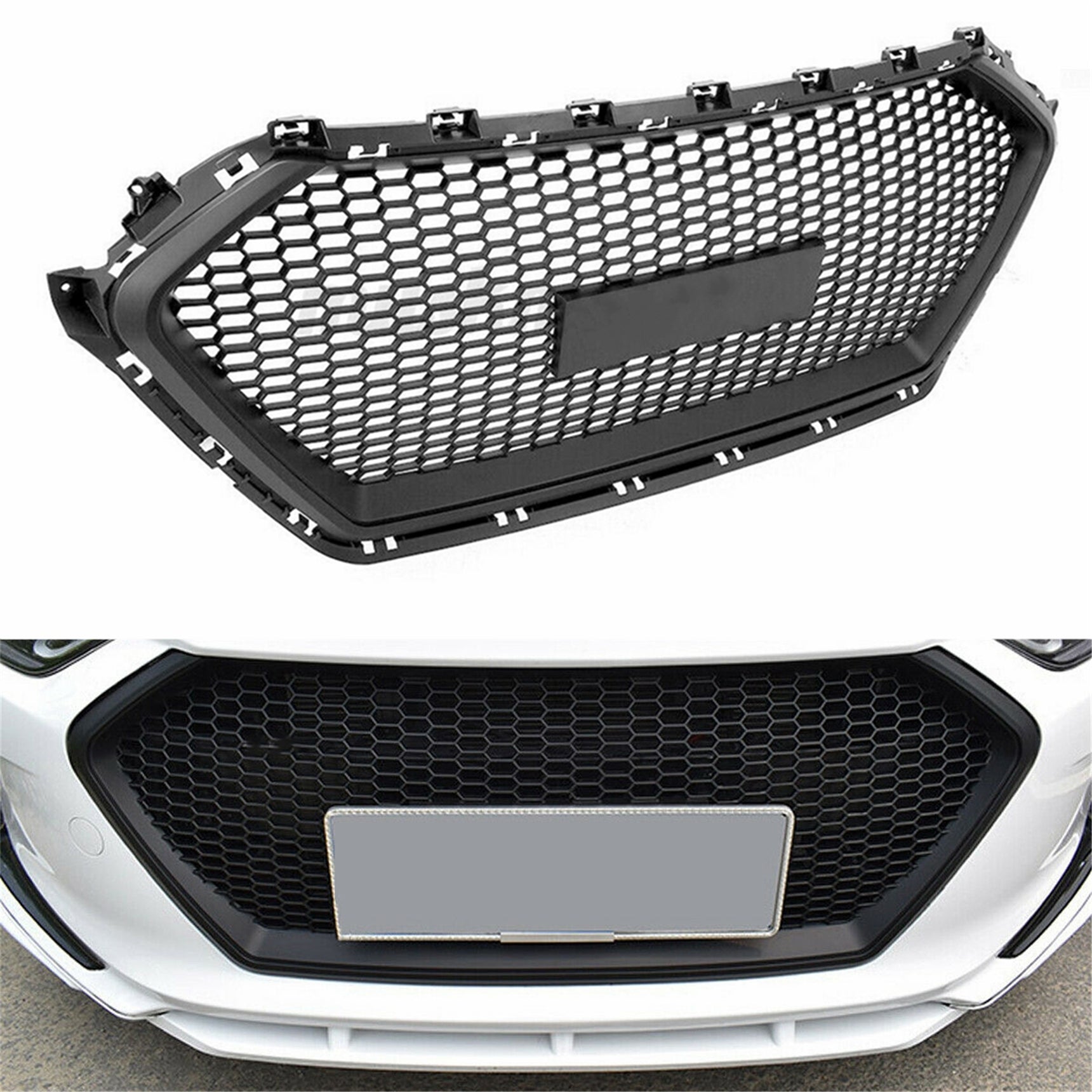 TOPPARTZ Front Plastic Grille Bumper For Hyundai Elantra 2017 2018 Black Honeycomb