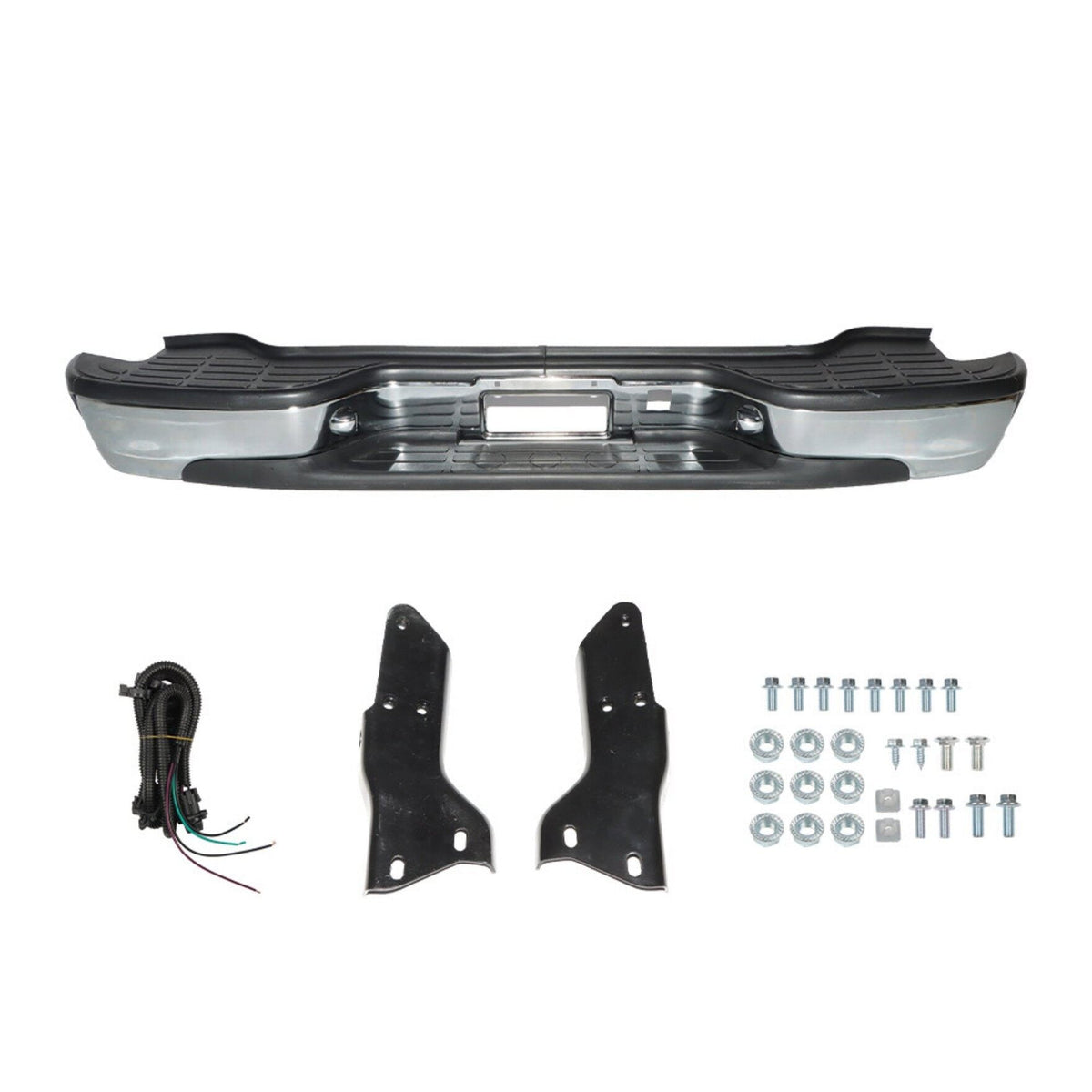 TOPPARTZ Chrome Steel Rear Step Bumper Assembly Replacement for 2000-2006 Chevy Tahoe Suburban Yukon XL GM1196101 GM1197101