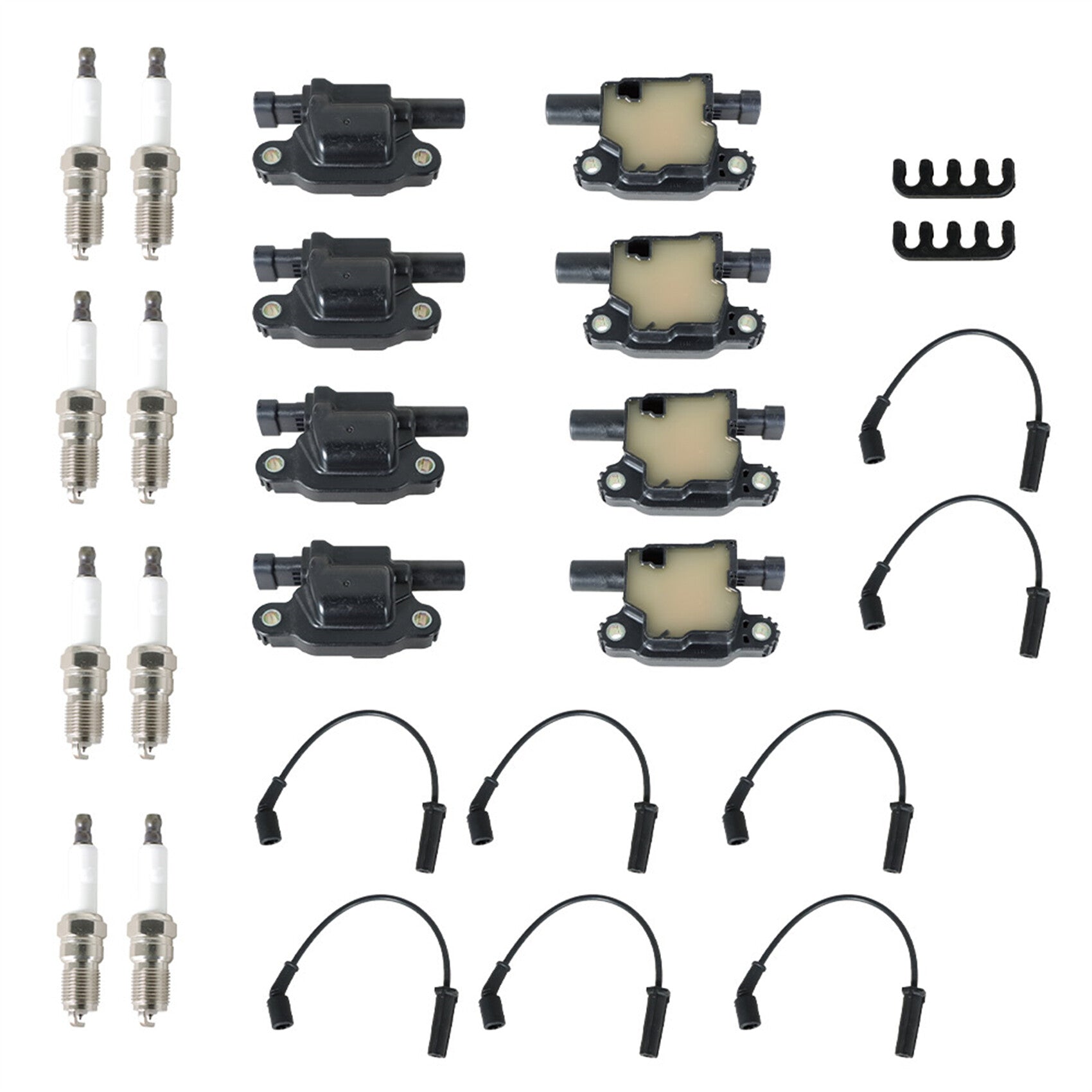 TOPPARTZ UF413 Ignition Coils & 41-962 Spark Plugs & Spark Plug Wires Replacement for Chevy Cadillac GMC Hummer Pontiac 8 Pack