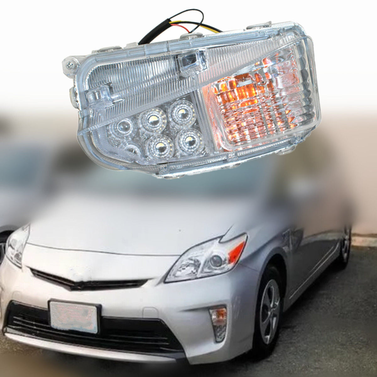 TOPPARTZ DRL LED Fog Lights Assembly 8152147060 Replacement for 2010-2015 Toyota Prius Clear Lens Left Side (Driver Side)