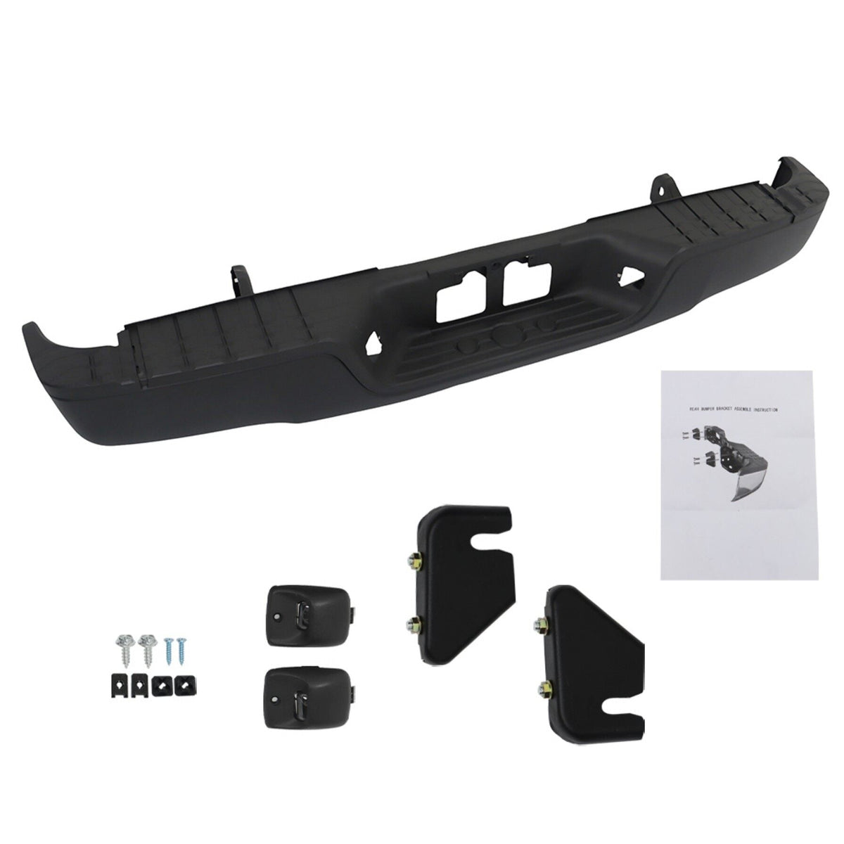 TOPPARTZ Black Rear Step Bumper Replacement for 2007-2013 Toyota Tundra with Rock Warrior Pkg without Parking Aid Sensor Holes
