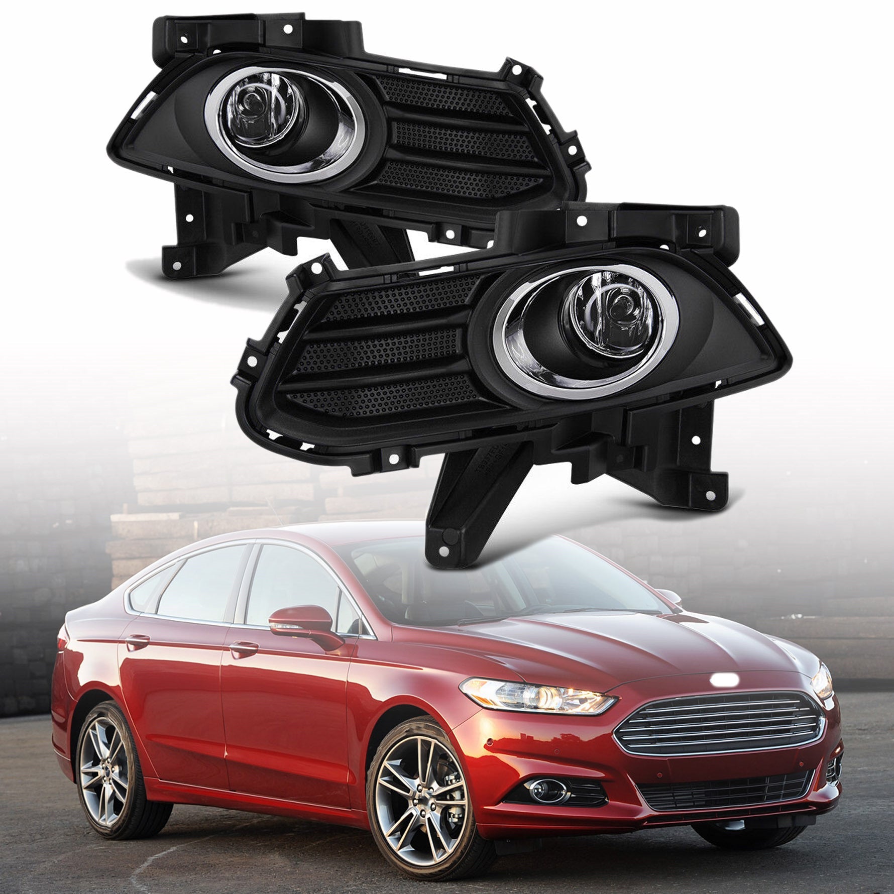 TOPPARTZ Bumper Fog Lights w/Switch Lamps for 2013-2016 Ford Fusion Left+Right (Passenger & Driver Side)