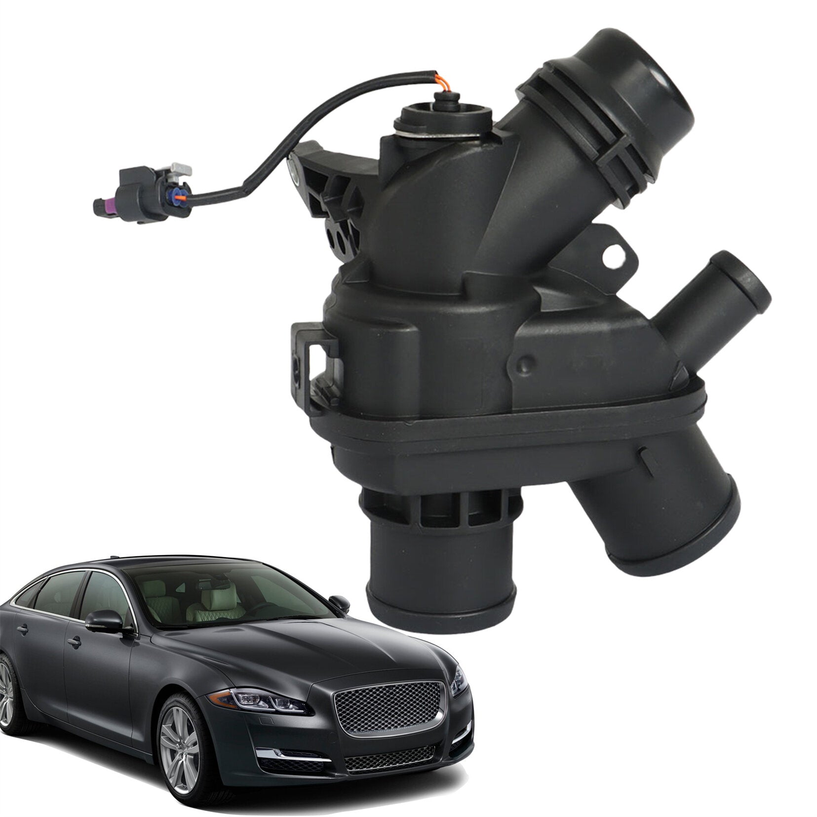 TOPPARTZ Thermostat Housing Assembly with Sensor LR117568 AJ814048 LR107288 AJ813986 Replacement for F-Type XF XE XJ 2013-2019 3.0L V6 - Gas