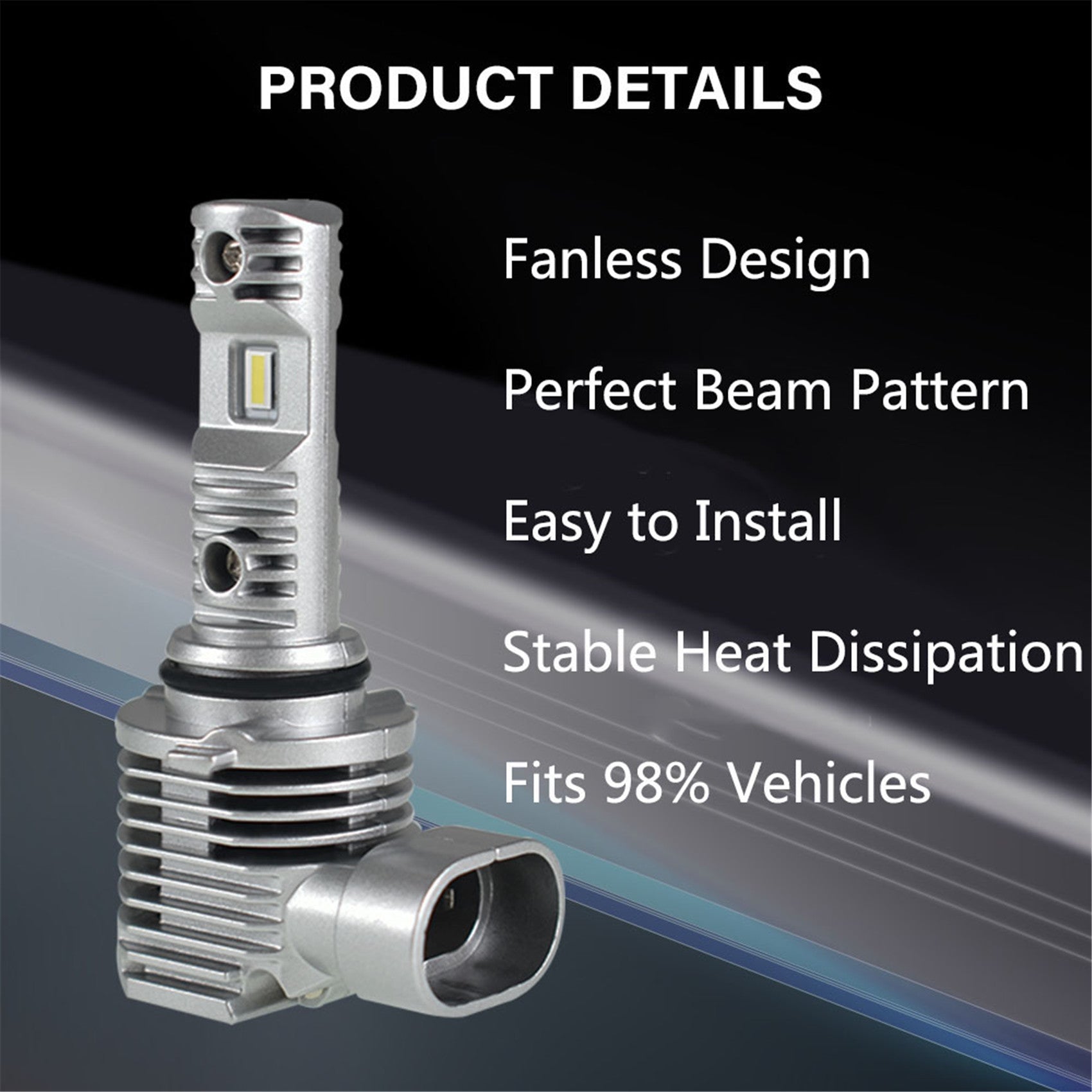TOPPARTZ 9005/HB3 LED Fog Light Bulbs,50W 12000LM 6000K White High brightness Headlights Bulbs Conversion Kit,Pack of 2