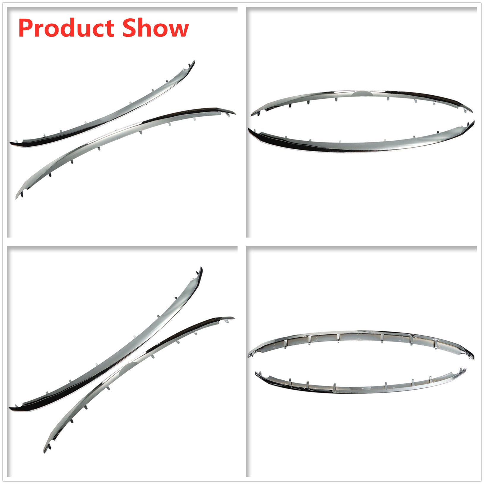 Chrome Front Upper & Lower Grille Molding Replacement for Ford Explorer 2011-2015 BB5Z8200BA BB5Z8200AA FO1216107 FO1217105