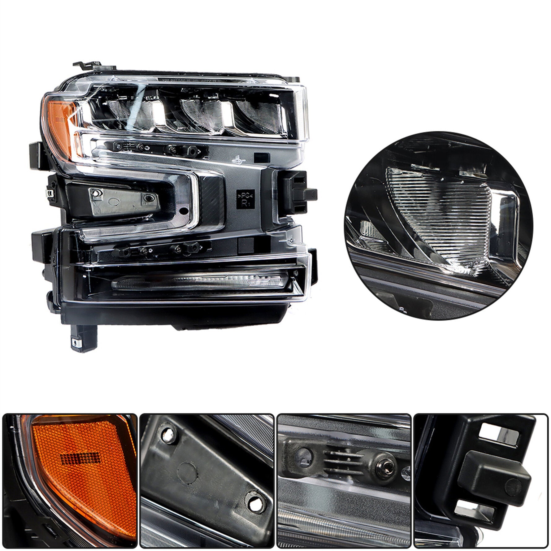 TOPPARTZ LED Headlights Assembly Replacement for 2019 2020 Chevrolet Silverado 1500 Projector Headlamp Passenger Side GM2503497 84621851