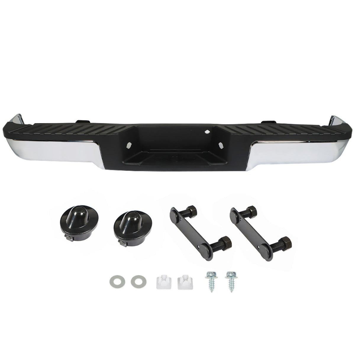 TOPPARTZ Chrome Complete Rear Steel Bumper Assembly Replacement for 2009 2010 2011 2012 2013 2014 F150