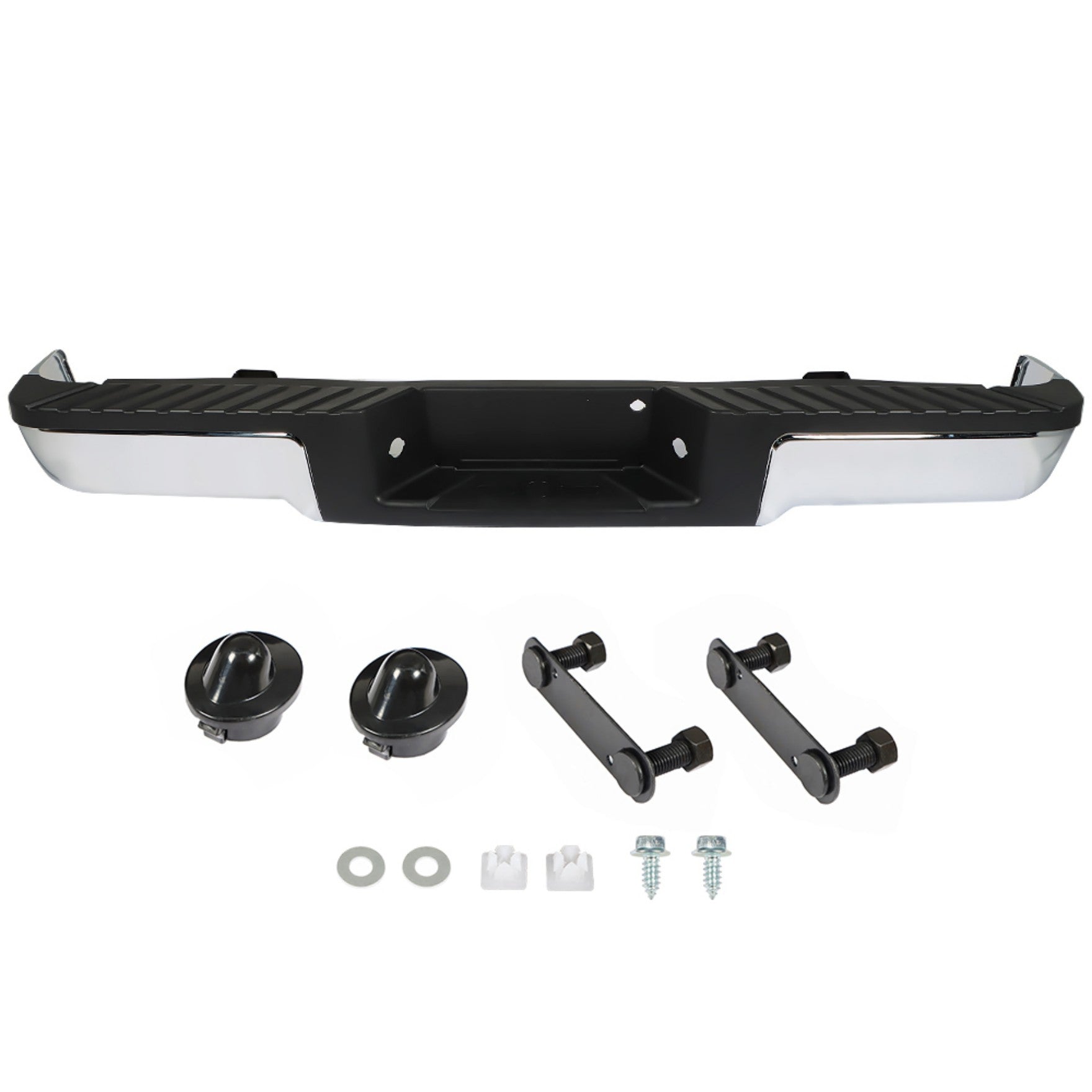 TOPPARTZ Chrome Complete Rear Steel Bumper Assembly Replacement for 2009 2010 2011 2012 2013 2014 F150