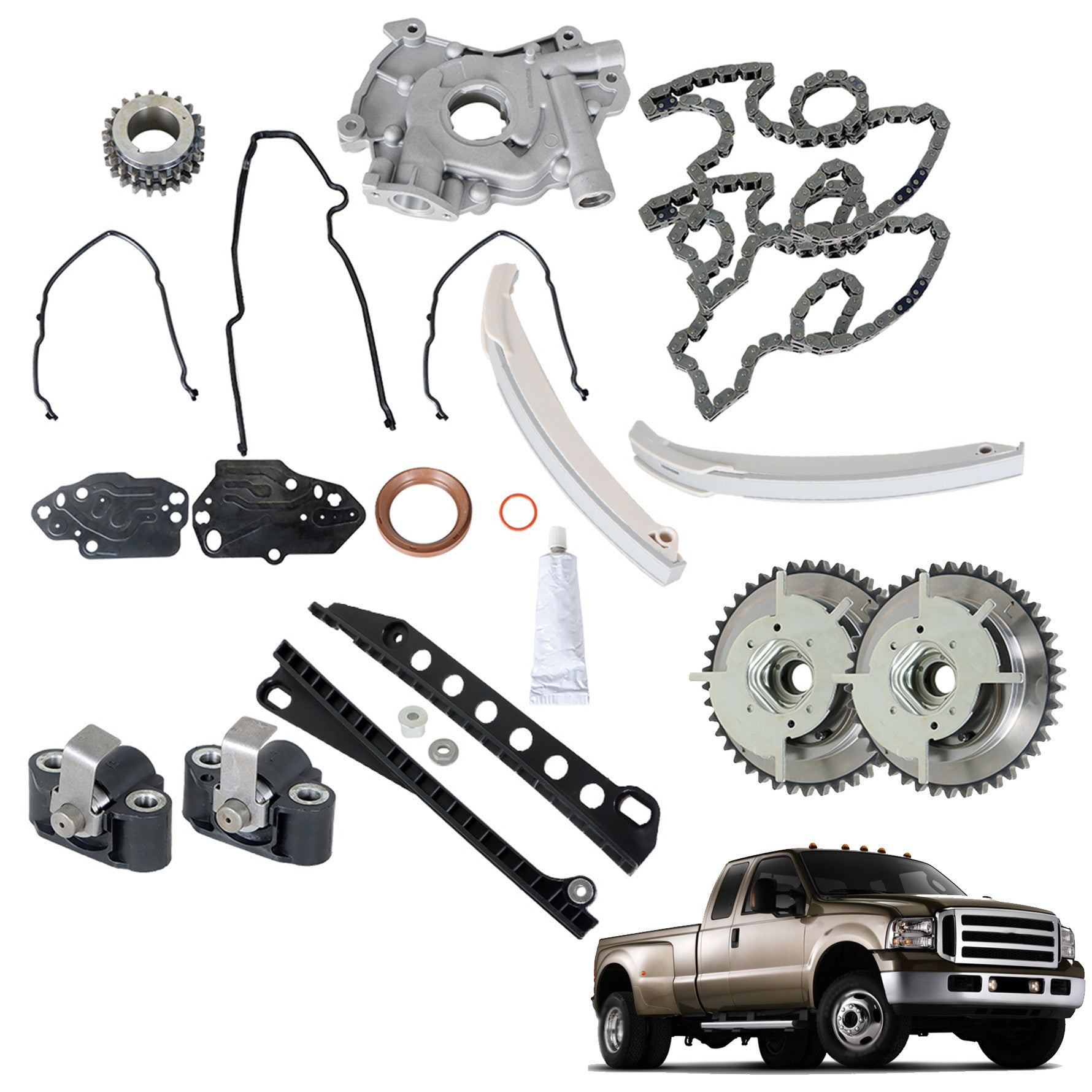 TOPPARTZ Timing Chain & Oil Pump Kit TK4173VVT Replacement for Ford Expedition F150 F250 F350 Lincoln Navigator 5.4L