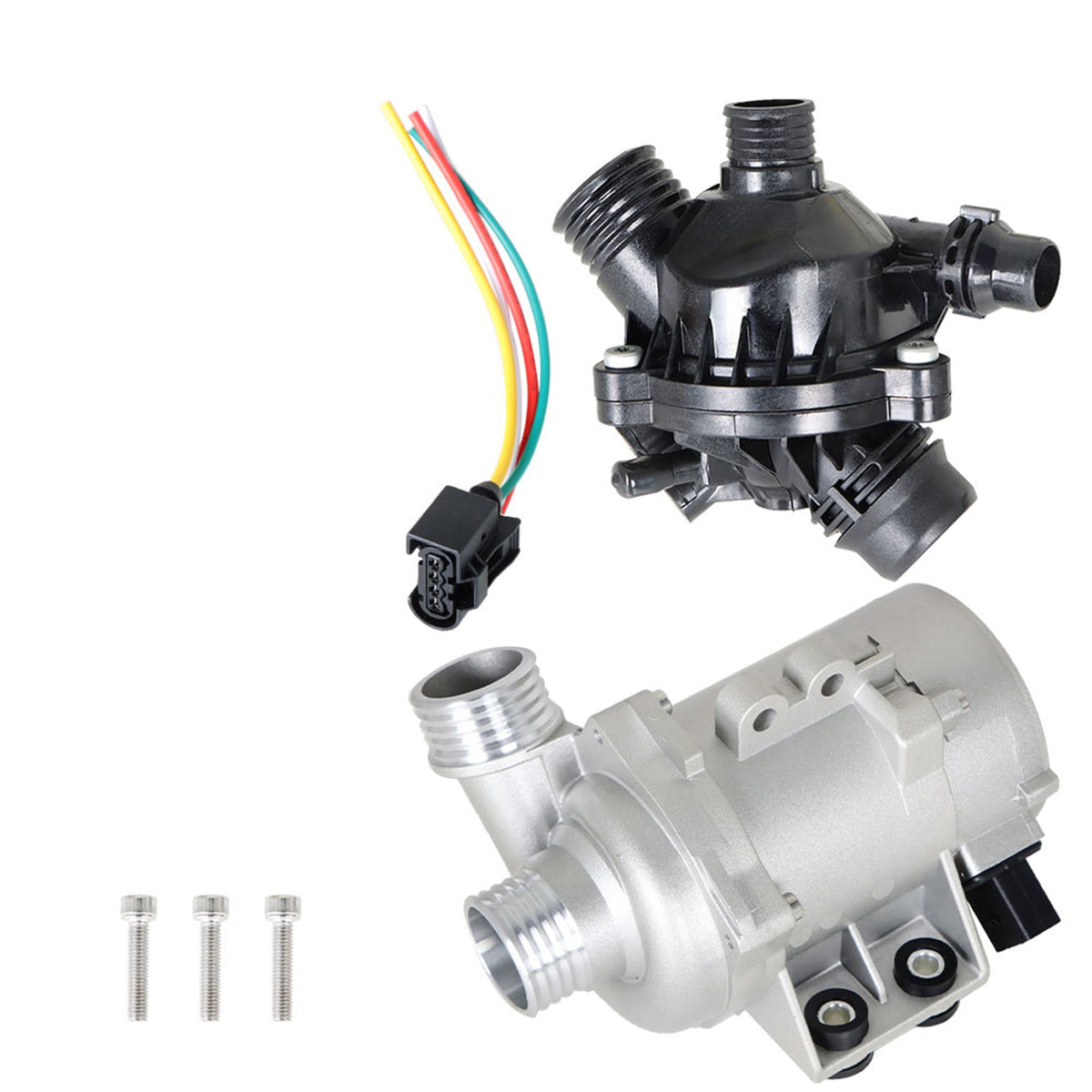 TOPPARTZ Electric Water Pump 11517586925 and Thermostat with Bolt Replacement for 128i 325i 328i 528i 530i X3