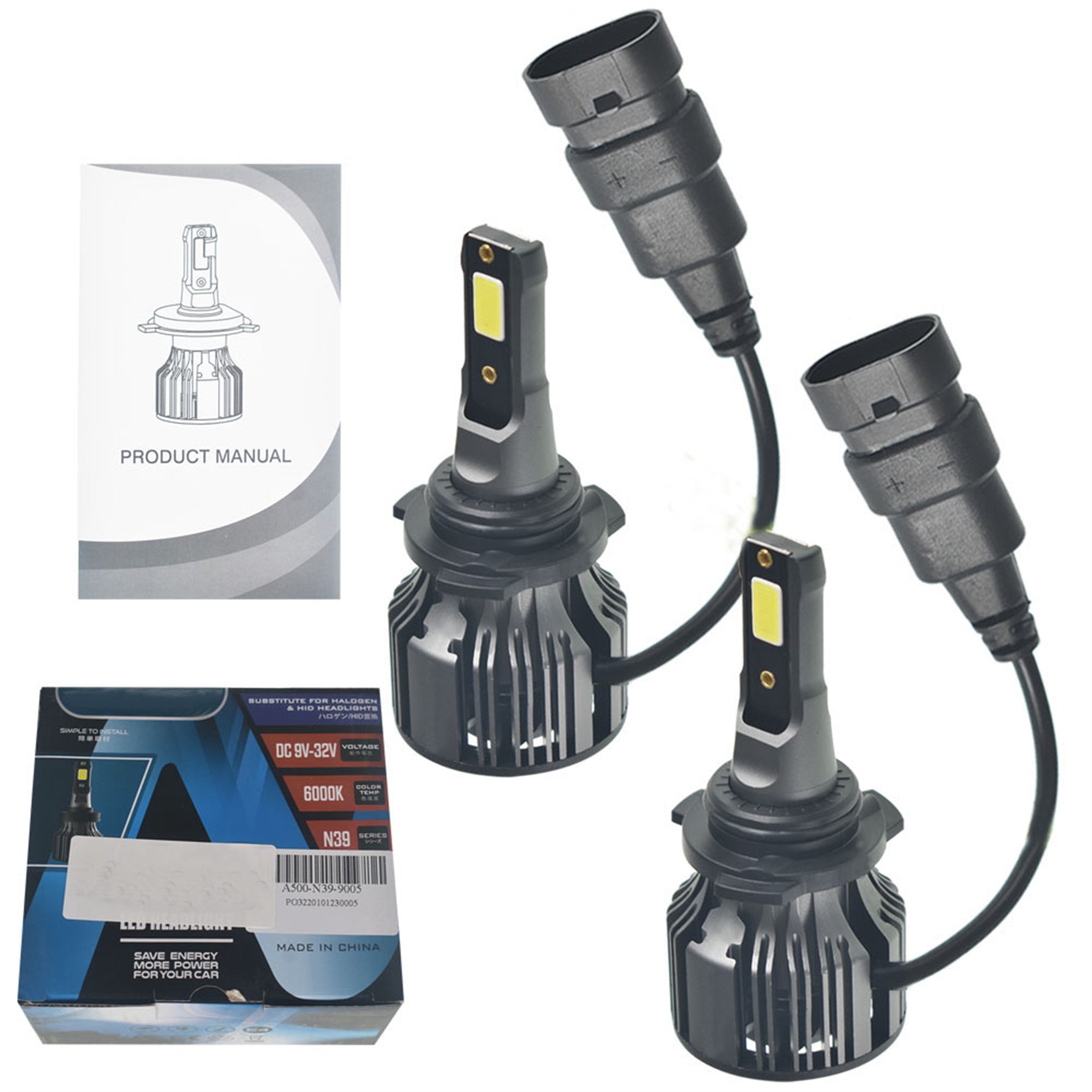 TOPPARTZ 2Pcs 9006/HB4 LED Headlight Bulbs,72W 10000LM 6000K Cool White Super Bright Auto High Beam/Low Beam LED Headlight Conversion Kit