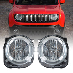 TOPPARTZ Headlight Assembly, Compatible Replacement for 2015-2018 Jeep Renegade Projector Headlamp for Driver and Passenger Side