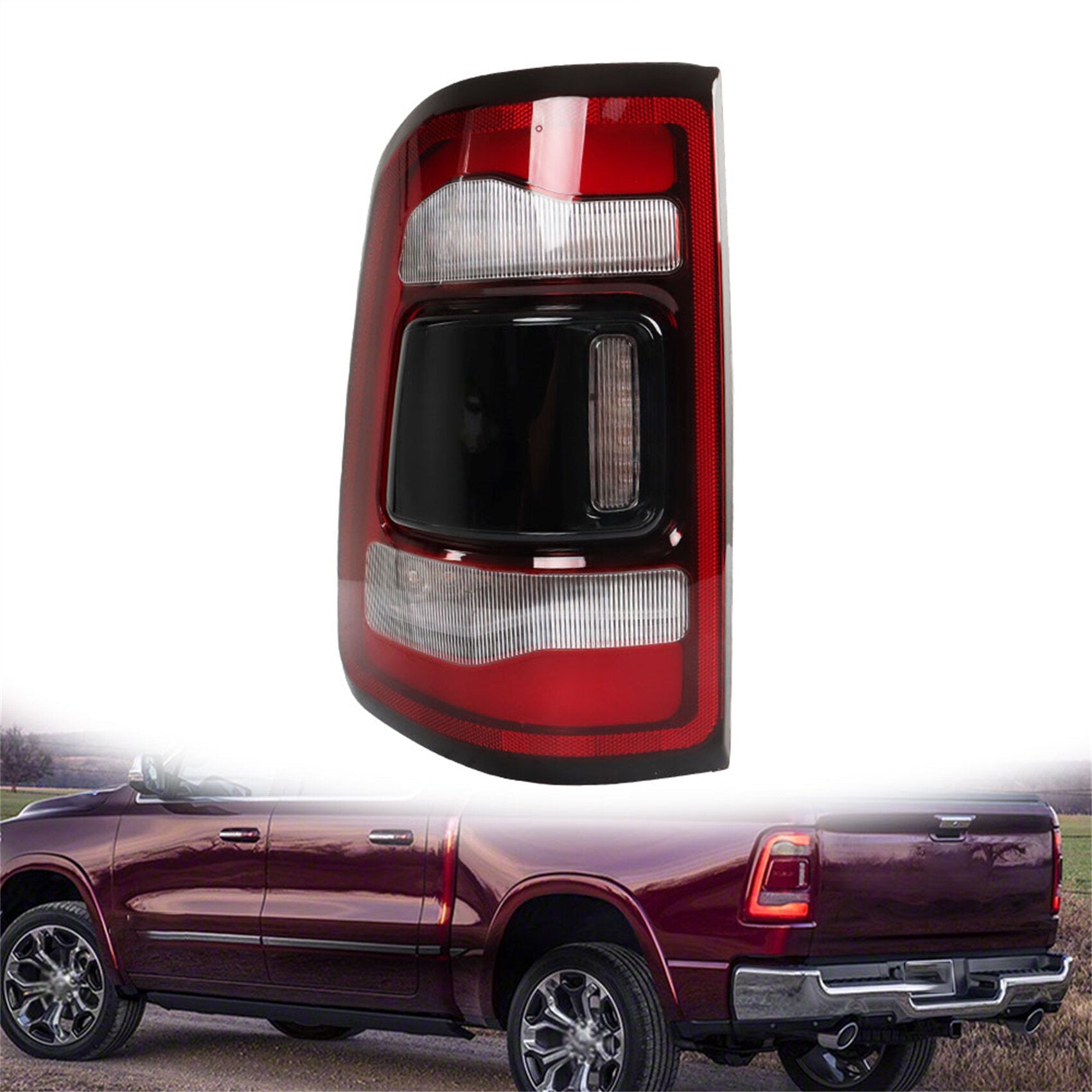 TOPPARTZ Driver Side LED Tail Light Replacement for 2019-2022 Ram 1500 Smoked Brake LH  55112993AD 55112993AB