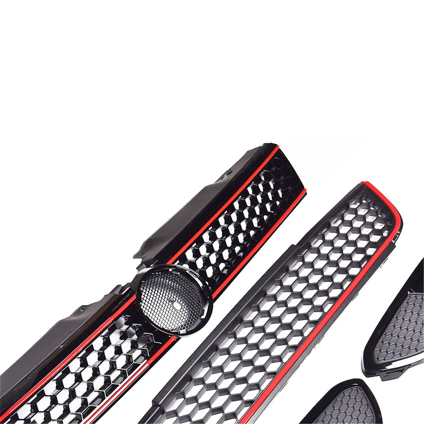 Front Upper Lower Grille Red Trim With Bezel Replacement for VW Jetta MK6 Sedan 2011 2012 2013 2014
