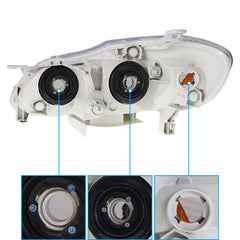 TOPPARTZ LH+RH Headlights Fit For 2003-2008 Toyota Corolla Halogen Chrome Lamps