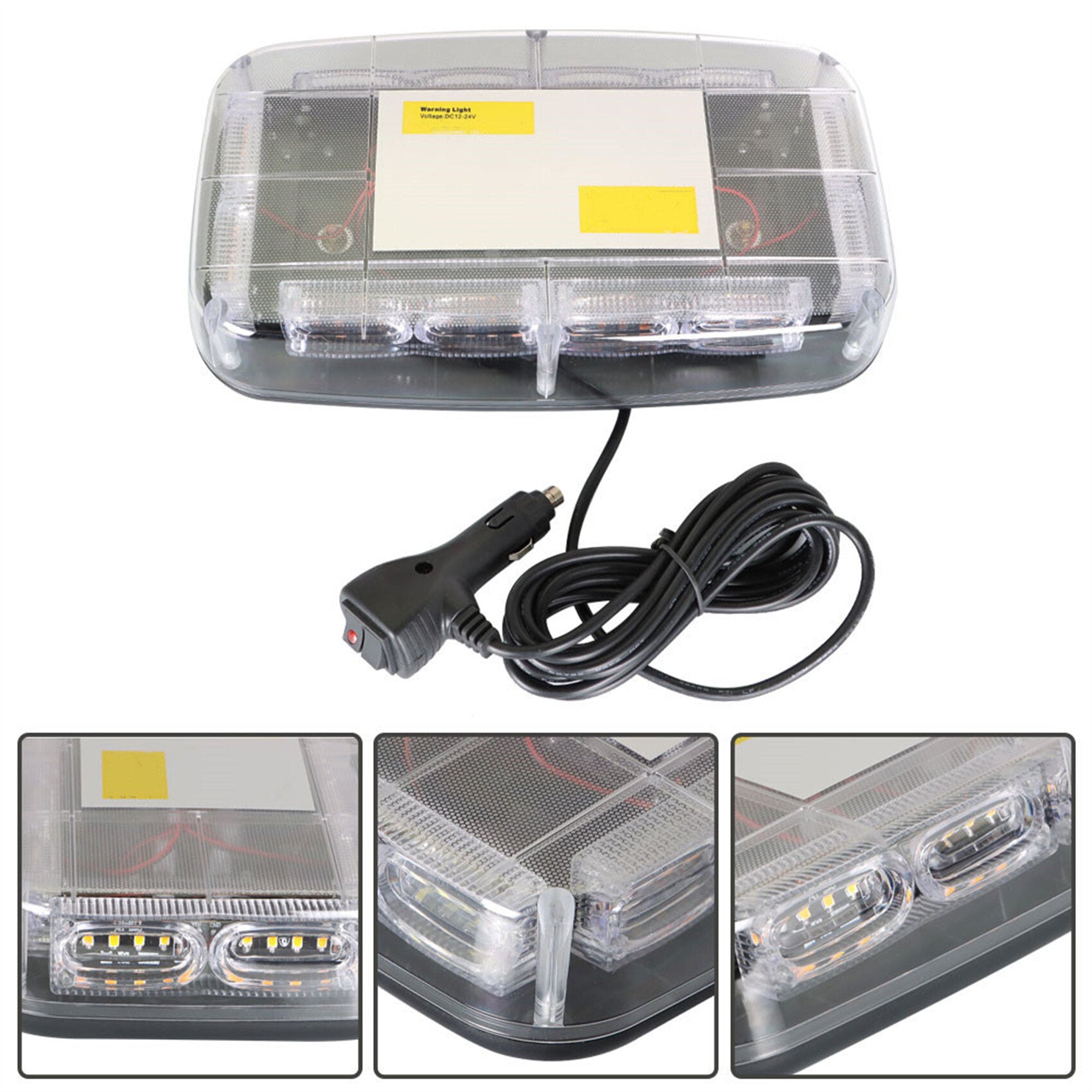 TOPPARTZ 2pcs Amber LED Strobe Light 48 LED Roof Top Strobe Lights, Roof Top Strobe Lights, Hazard Light Emergency Safety Lamps for Trucks, Construction Vehicles Safety Warning