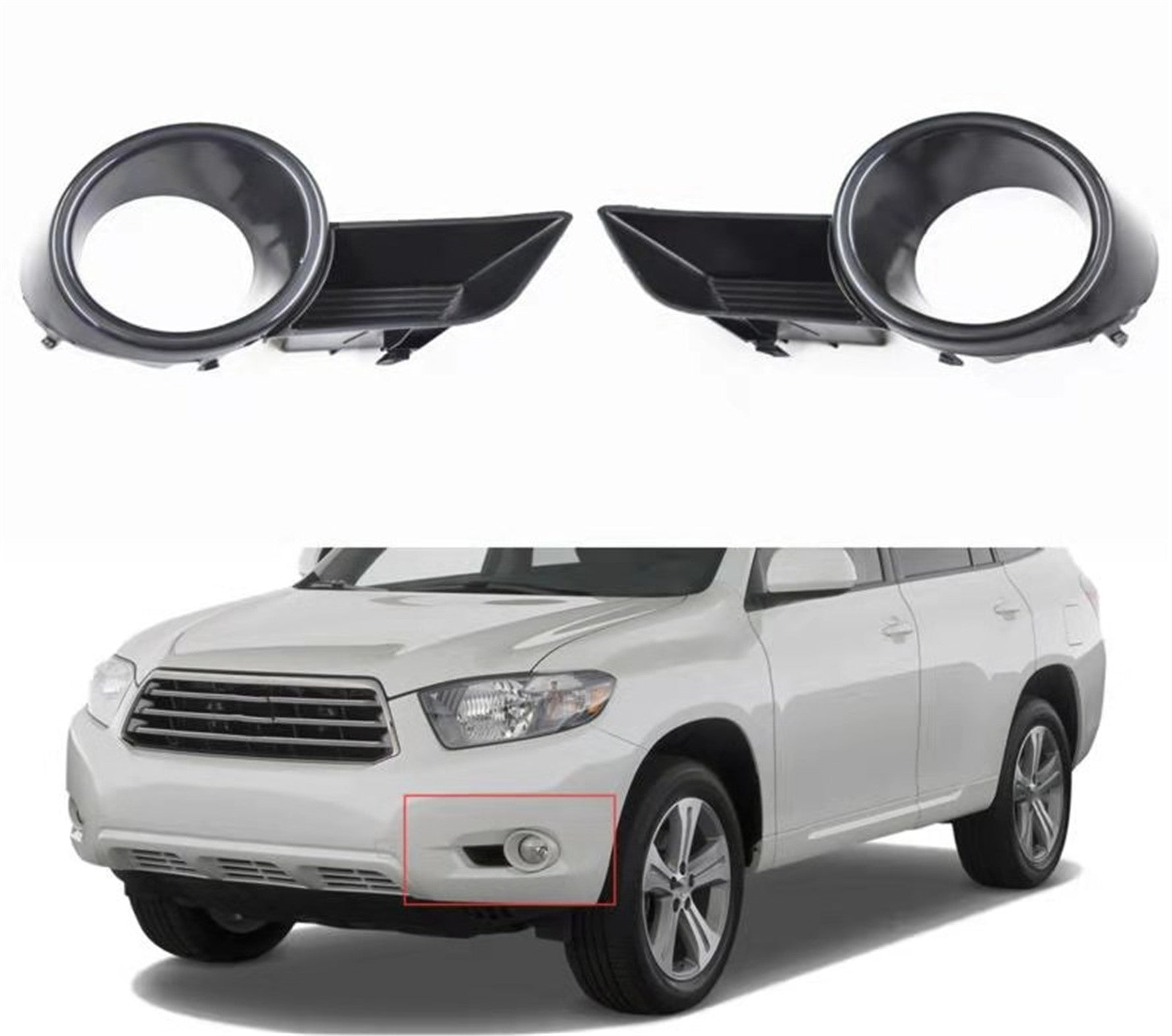 A Pair Front Bumper Fog Light Grille Cover Trim For 08-10 Toyota Highlander