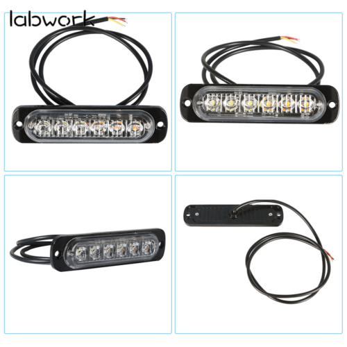 Amber/White 6LED Car Truck Emergency Beacon Warning Hazard Flash Strobe Light X8
