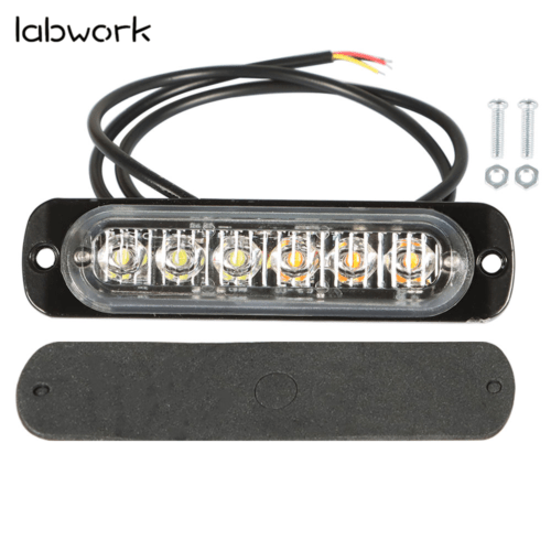 Amber/White 6LED Car Truck Emergency Beacon Warning Hazard Flash Strobe Light X8