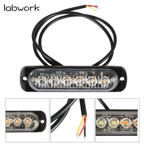 Amber/White 6LED Car Truck Emergency Beacon Warning Hazard Flash Strobe Light X8