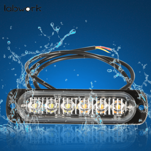 Amber/White 6LED Car Truck Emergency Beacon Warning Hazard Flash Strobe Light X8