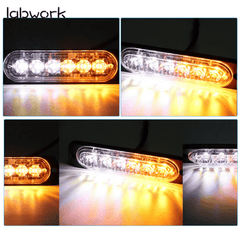 Amber/White 6LED Car Truck Emergency Beacon Warning Hazard Flash Strobe Light X8
