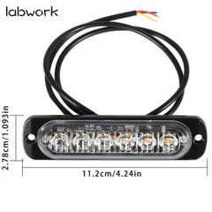 Amber/White 6LED Car Truck Emergency Beacon Warning Hazard Flash Strobe Light X8