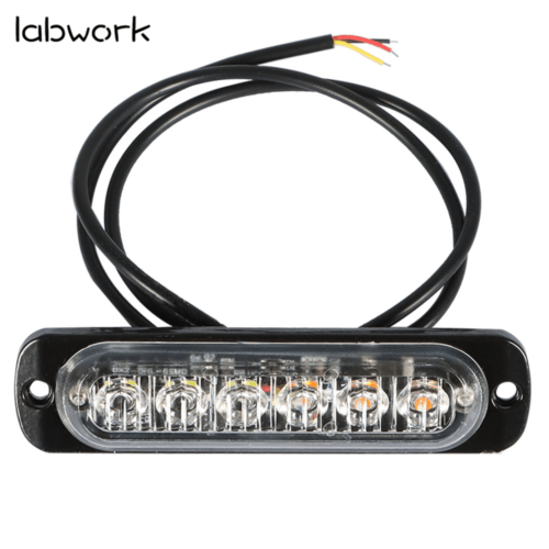 Amber/White 6LED Car Truck Emergency Beacon Warning Hazard Flash Strobe Light X8