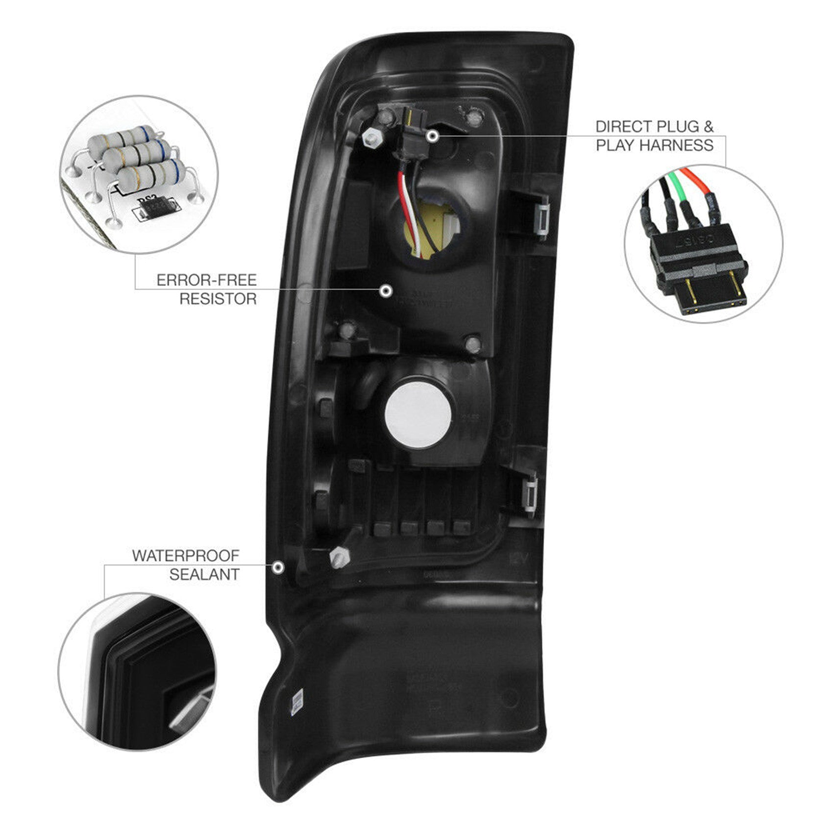 Black+Chrome Housing LED Tail Light For 94-01 Dodge Ram Truck 1500 2500 3500