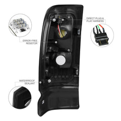 Black+Chrome Housing LED Tail Light For 94-01 Dodge Ram Truck 1500 2500 3500