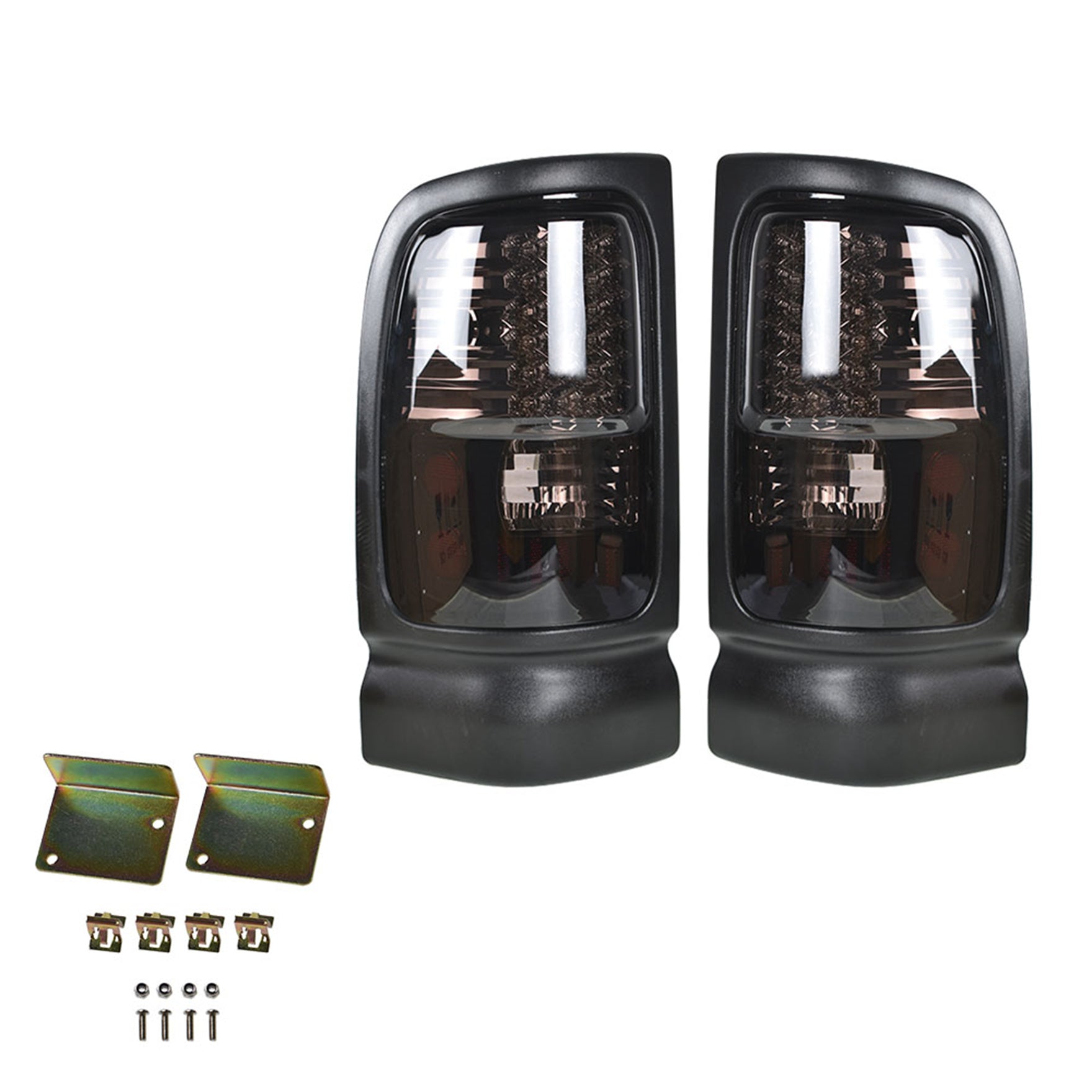 Black+Chrome Housing LED Tail Light For 94-01 Dodge Ram Truck 1500 2500 3500