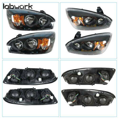 Black Housing Headlights For 2004-2008 Chevy Malibu Halogen Headlamps Right&Left