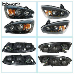 Black Housing Headlights For 2004-2008 Chevy Malibu Halogen Headlamps Right&Left