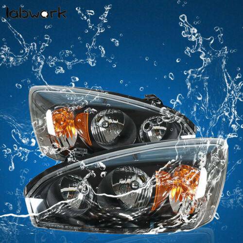 Black Housing Headlights For 2004-2008 Chevy Malibu Halogen Headlamps Right&Left