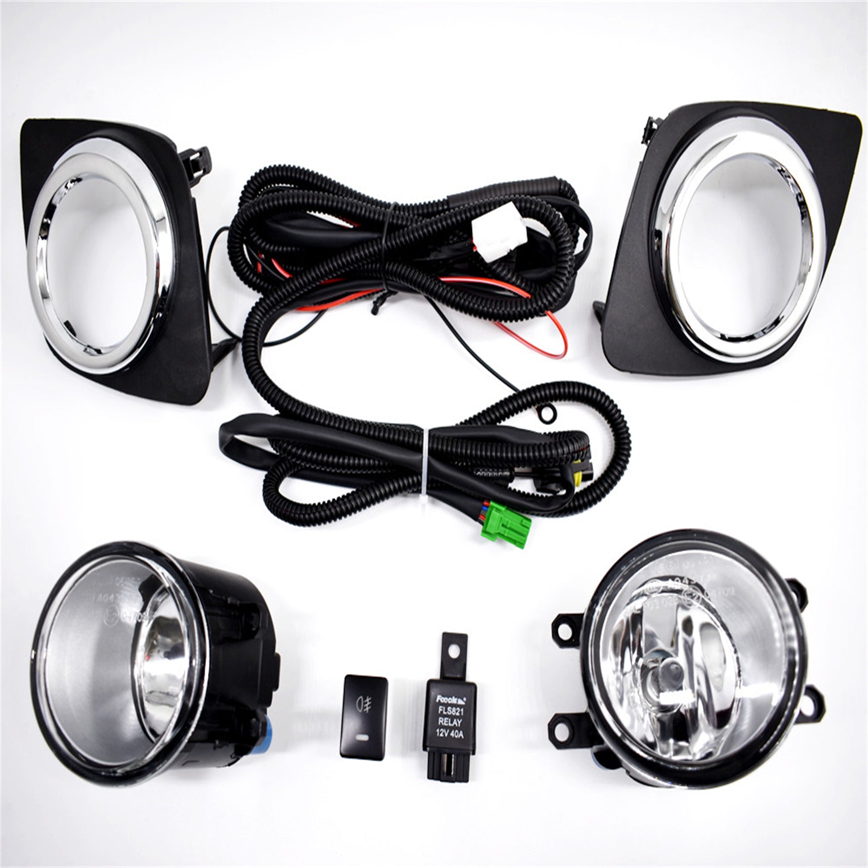 Bumper Chrome Fog Lights W/bulb+harness+switch For 2009-2012 Toyota Rav4