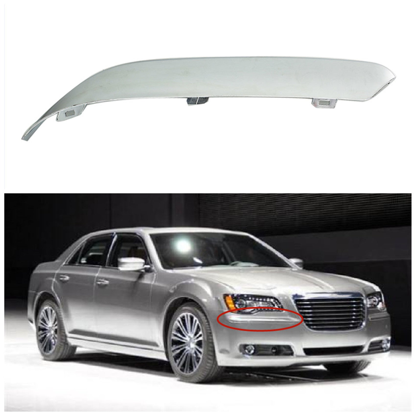 Bumper Trim For 2005 06 07 08 09 10 Chrysler 300 5.7L Front Right Plastic Chrome