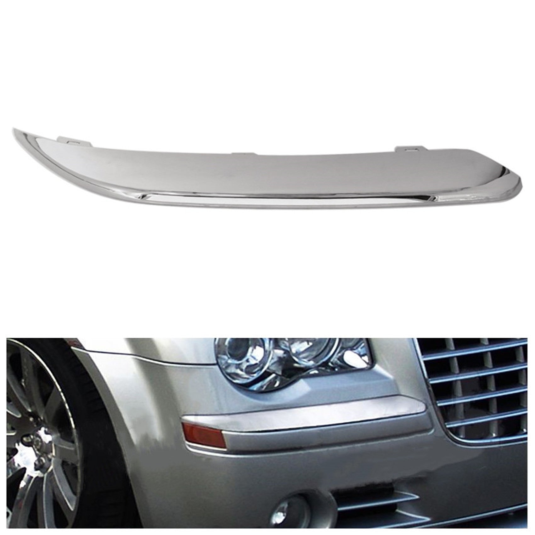 Bumper Trim For 2005 06 07 08 09 10 Chrysler 300 5.7L Front Right Plastic Chrome