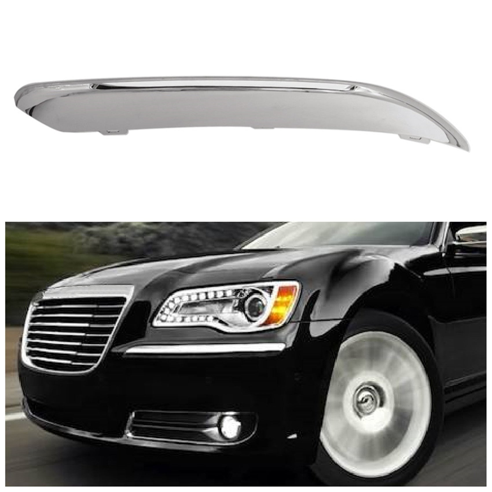 Bumper Trim For 2005-2010 5.7L Chrysler 300 Mdls Front LH Bumper Strip Plastic