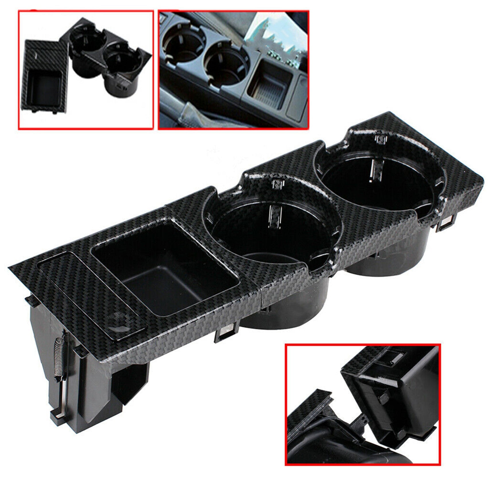 Carbon Fiber Center Console Drink Cup Holder Box Storage For BMW 3 E46 325i