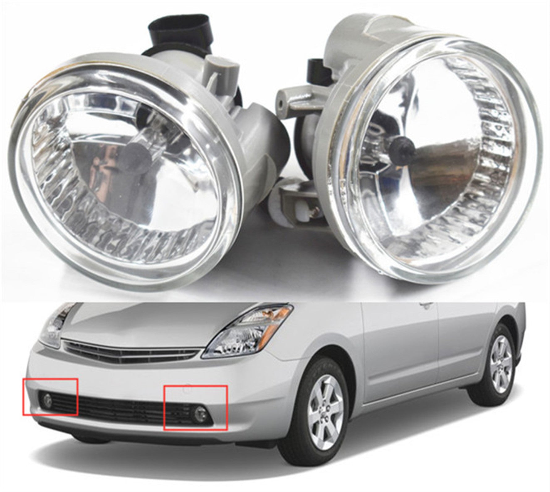 Clear Bumper Driving Fog Lights For 04 05 06 07 Toyota Highlander Echo Prius